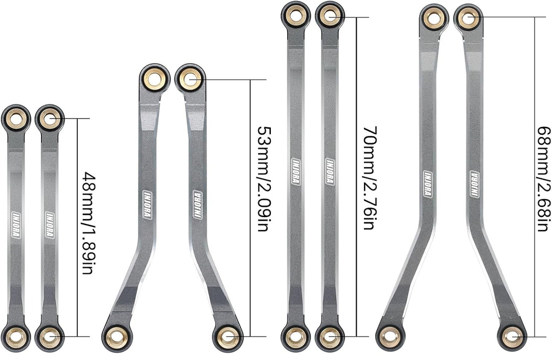 INJORA Hohe Clearance Links CNC Aluminium Link für 1/18 TRX4M Upgrade RC Crawler, Grau, Grau