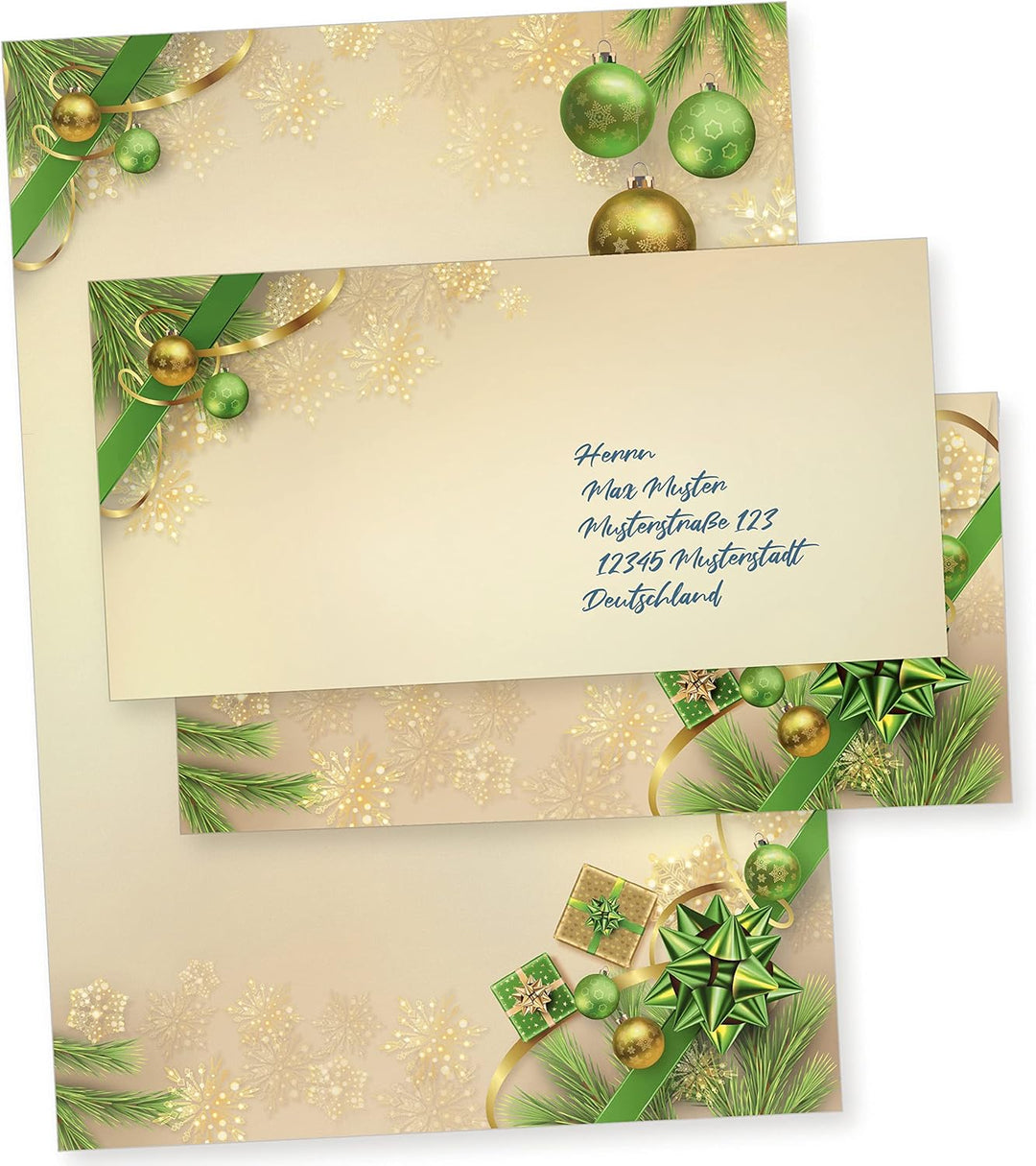 Chalet Noel 250 Sets Weihnachtsbriefpapier mit Umschlag ohne Fenster Weihnachtspapier A4 Briefpapier