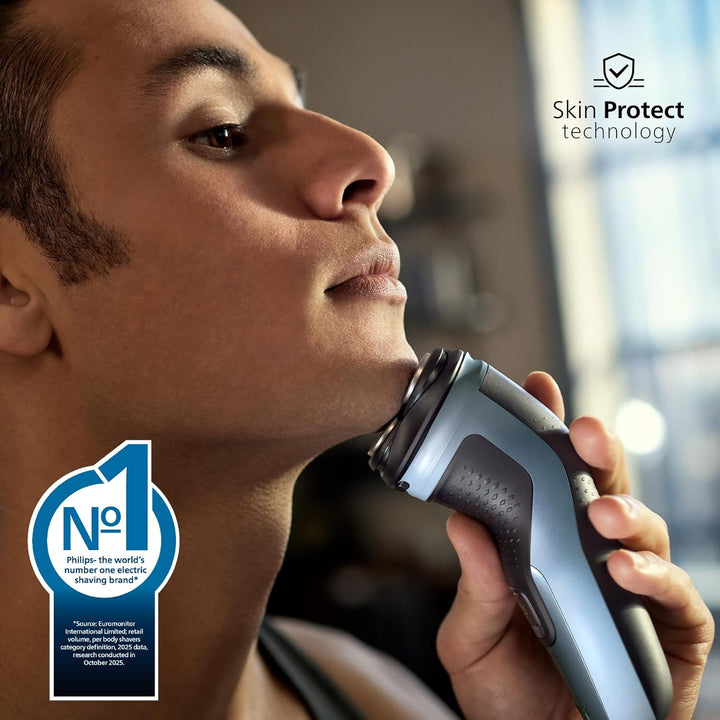 Philips Shaver Series 3000X – Elektrischer Nass- und Trockenrasierer für Männer in Himmelblau, mit S