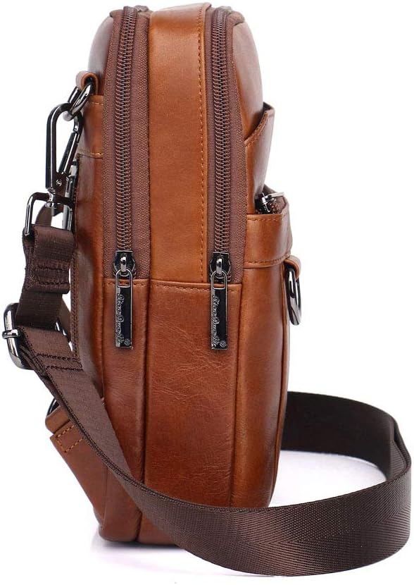 Umhängetasche aus Leder Schulter Crossbody Reisetasche für Herren Frauen 