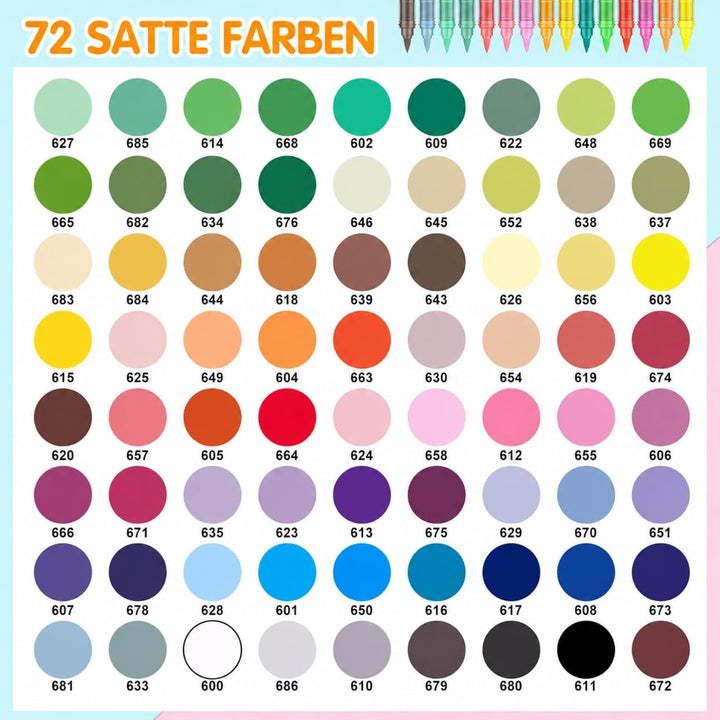 Efimeso 72 Farben Acrylstifte für Steine Wasserfest,Pinselmalstifte auf Wasserbasis Acrylic Paint Ma