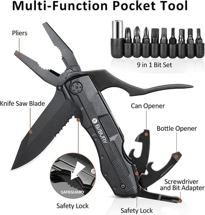 Geschenke für männer, BIBURY 5 in 1 Multifunktionsmesser, Weihnachtsgeschenke Faltbares Multitool Ta