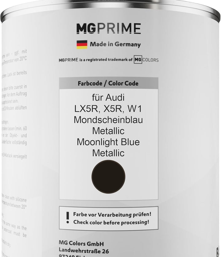 MG PRIME Autolack Dose Set für Audi LX5R / X5R / W1 Mondscheinblau Metallic/Moonlight Blue Metallic