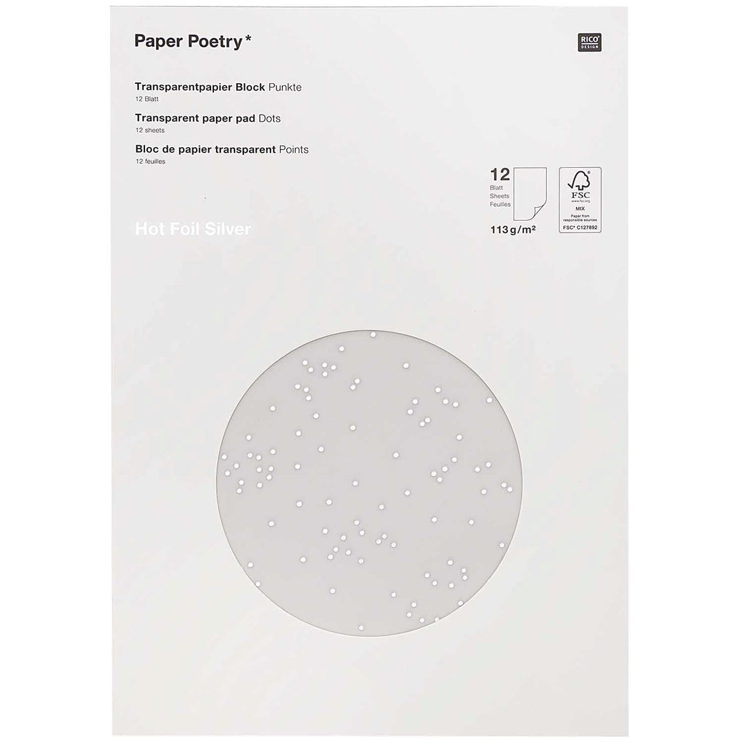 Transparentpapier, Punkte / Silber Fsc Mix, Silber