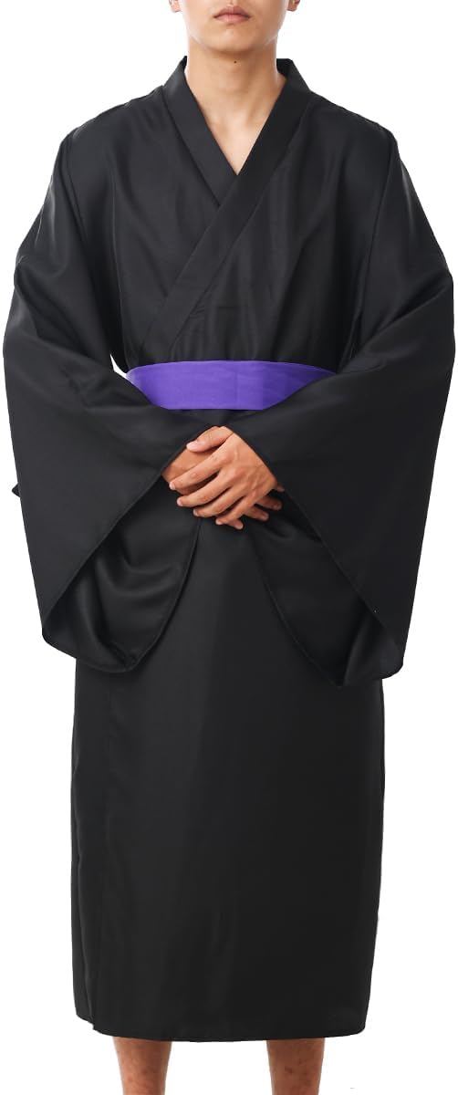 COSDREAMER Japanisches Yukata-Kimono-Kostüm für Herren, Kimono-Kostüm S Schwarz, S Schwarz