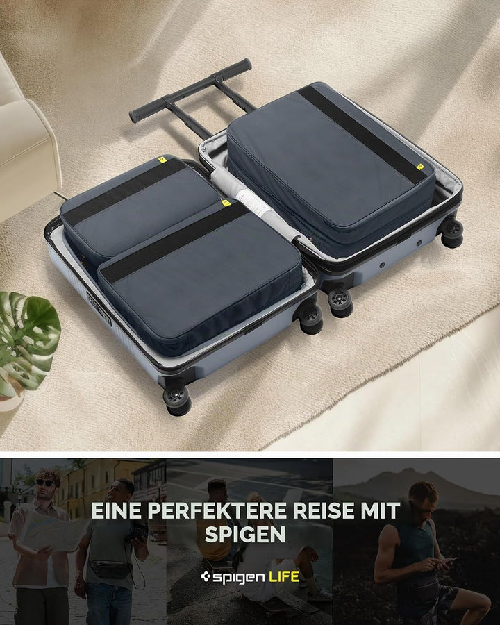 Spigen Life Packing Cube Packwürfel Koffer Organizer Set Packtaschen mit Kompression und Reissversch