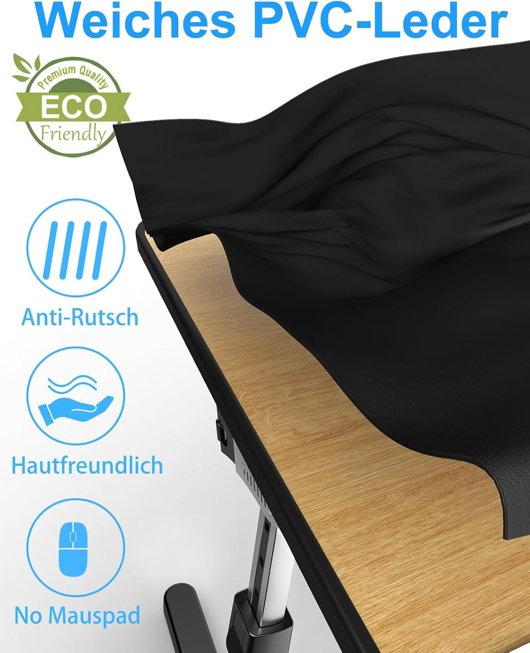 Betttisch, Potuopy Leder einstellbare Höhe Winkel Laptop Tisch für Bett, X-Grosse Faltbare Laptoptis