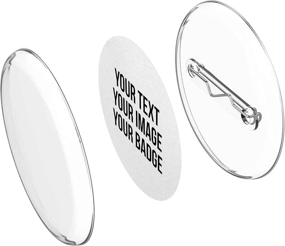 Buttons 30mm selber machen ohne Buttonmaschine (25 Stück) – Ansteckbuttons Set mit Nadel-Pins und A4