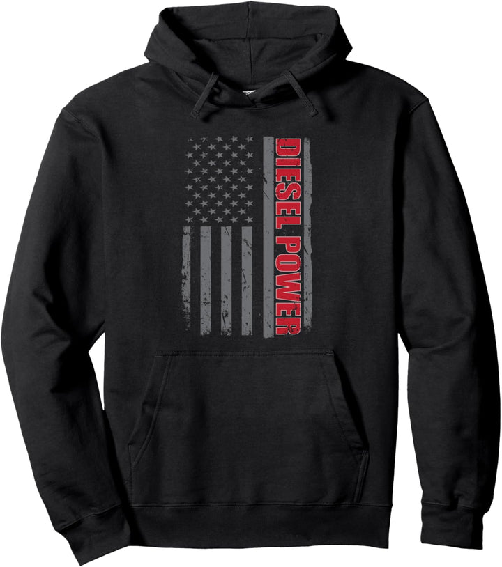 Diesel Truck Power Patriotische Flagge Amerikanischer LKW-Fahrer Pullover Hoodie