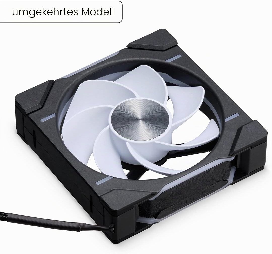 PHANTEKS D30 PWM Reverse Airflow D-RGB Lüfter - 120mm, schwarz 1 Stück - Reverse Black, 1 Stück - Re