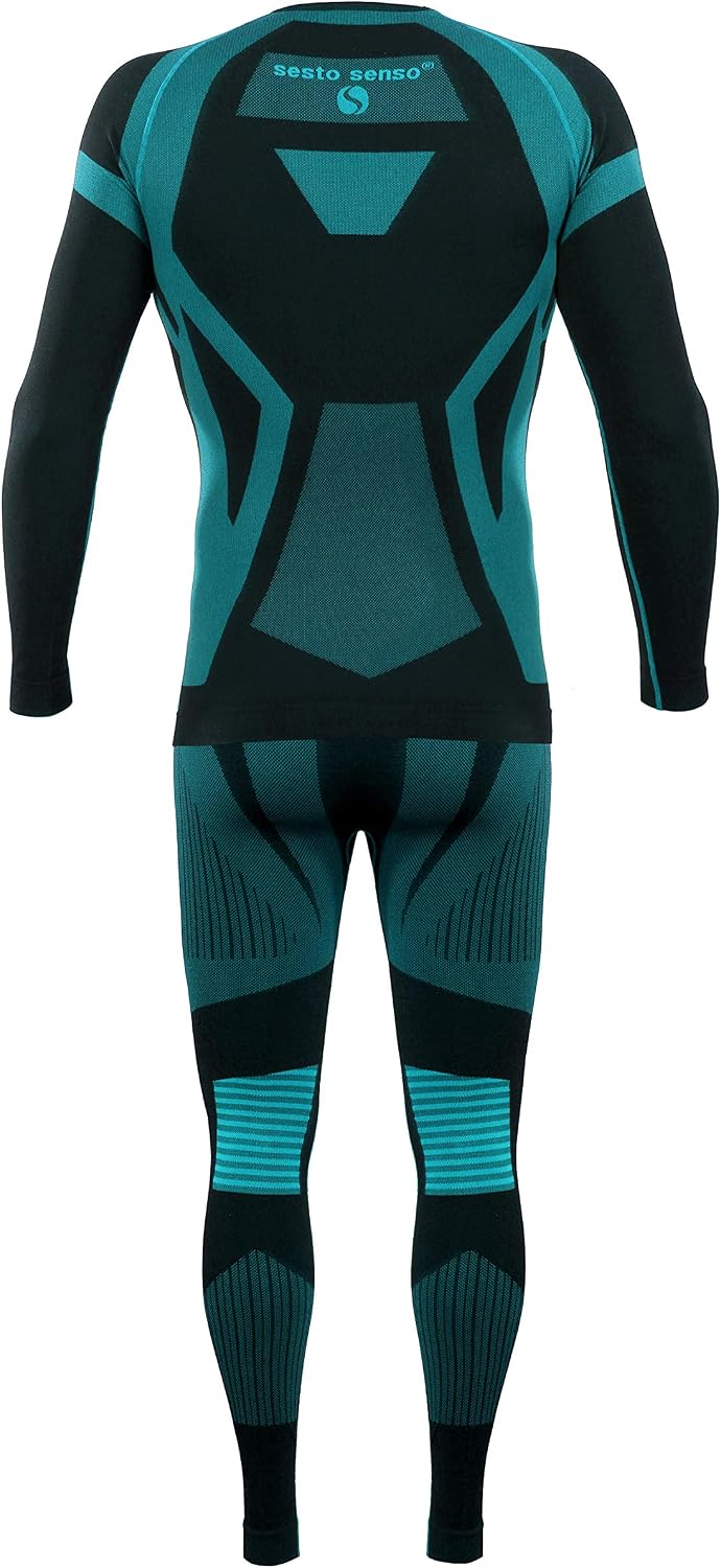 sesto senso Herren Funktionsunterwäsche Set Langarmhemd Leggings Schnelltrocknend Skiunterwäsche M G