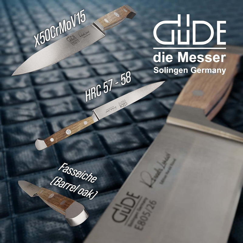 GÜDE Solingen - Spickmesser geschmiedet, 13 cm, Fasseichenholz, ALPHA FASSEICHE, Office Messer, Dopp