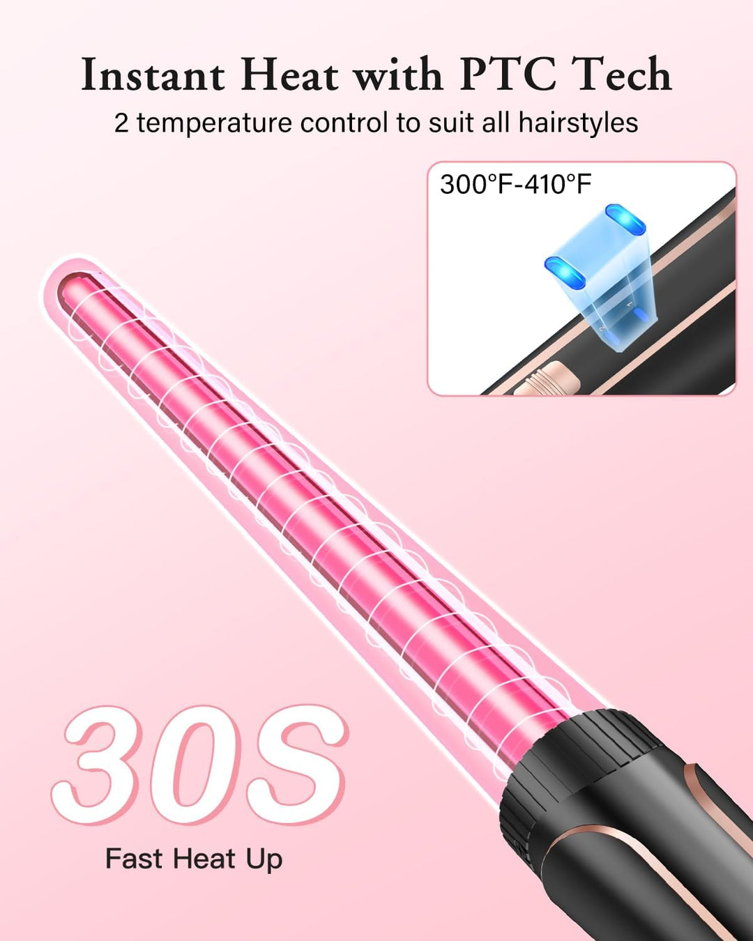 Lockenstab Lockenstäbe 3 Fässer Welleneisen 5 in 1– Lockenstab Set 3 Fässer für grosser Wellen, Temp
