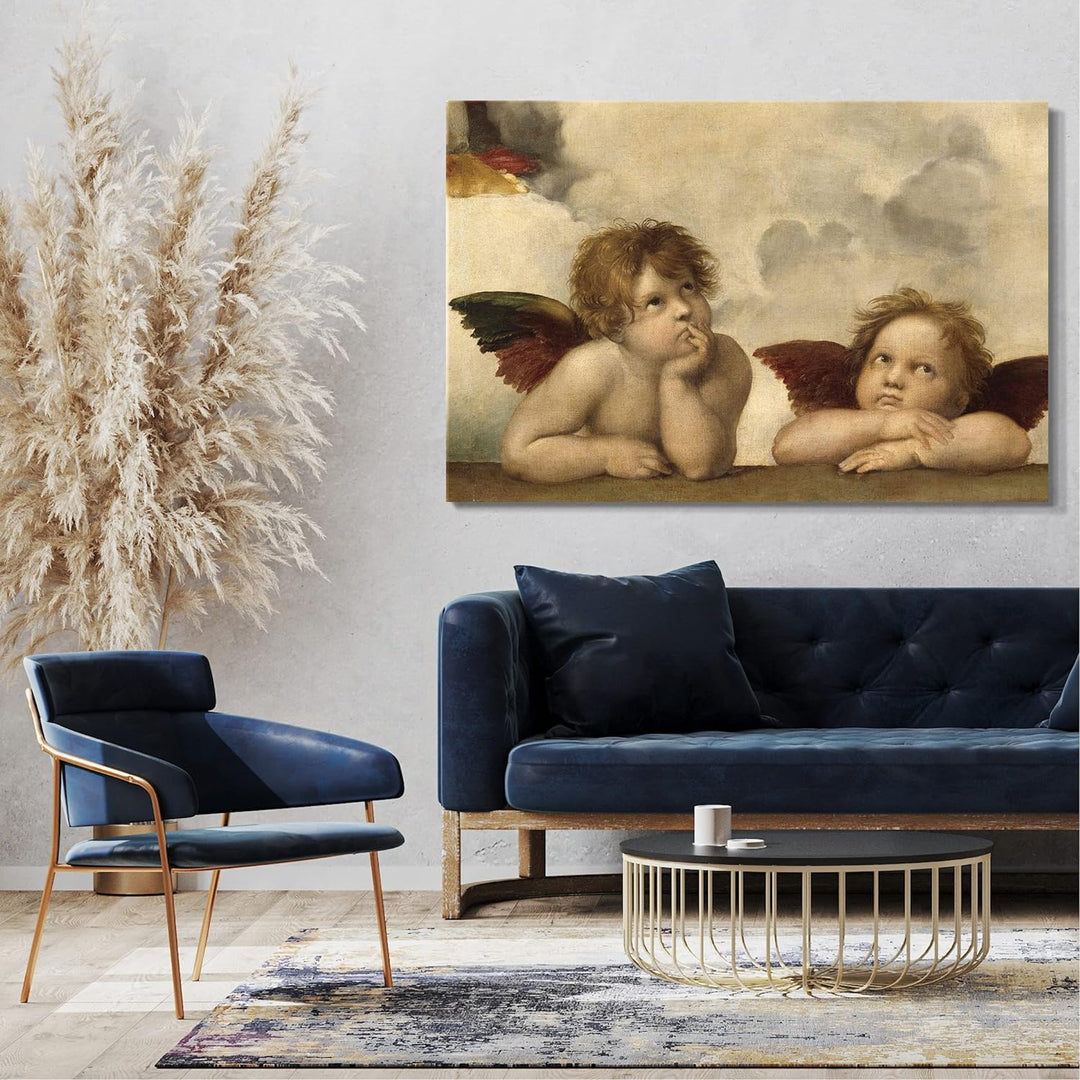 Printed Paintings Leinwand (60x40cm): Raphael - Sixtinische Madonna, Zwei Engel 60x40 cm, 60x40 cm