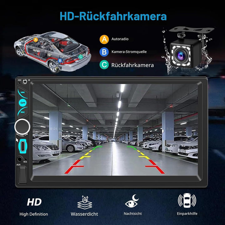 2 DIN 7 Zoll Auto Radio,Wired Apple CarPlay&amp;Android Auto,Bluetooth Autoradio mit Bildschirm,Sprachst