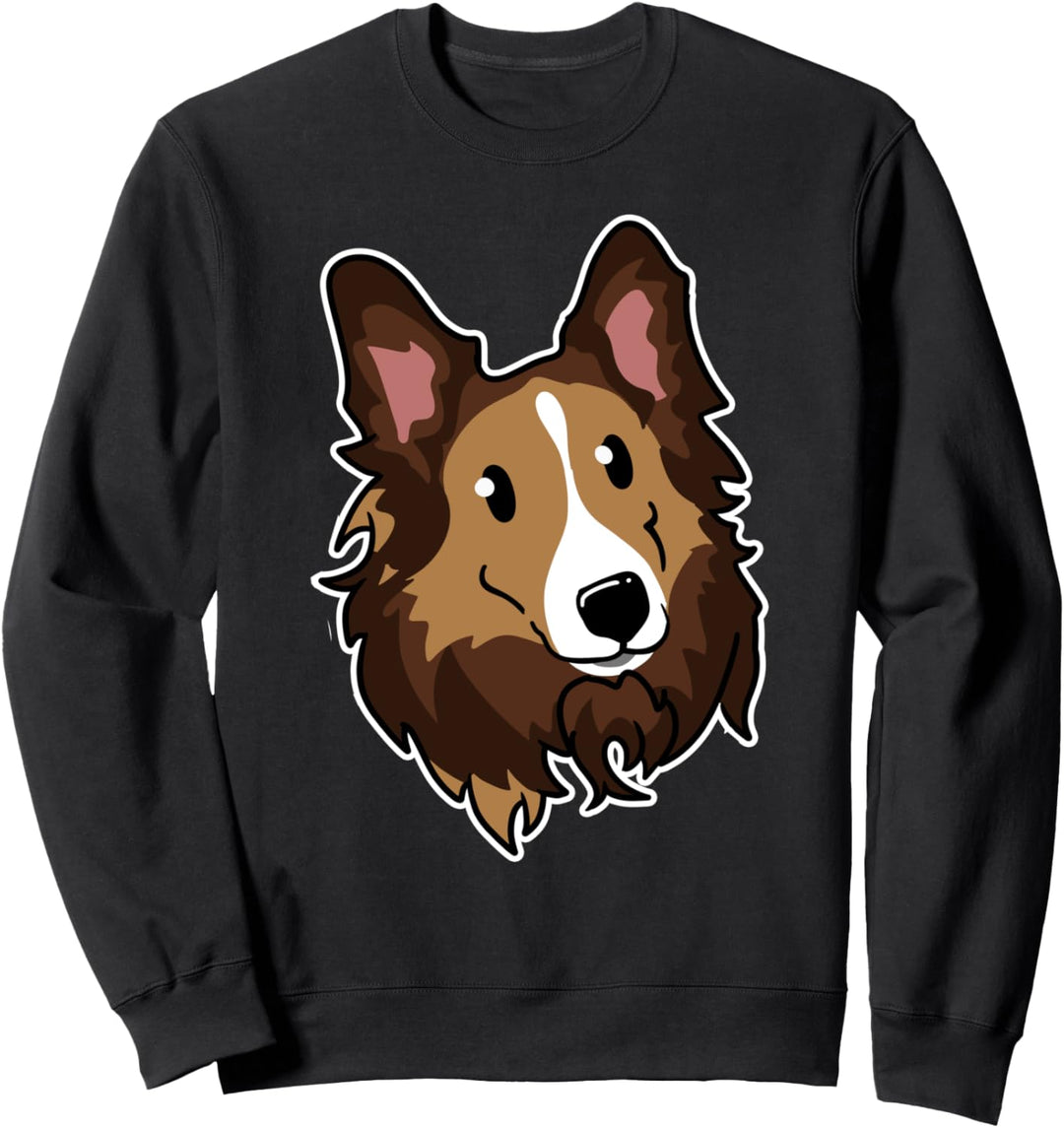Niedliches Collie Gesicht Hund Illustration Besitzer Sweatshirt