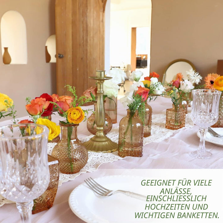Bernsteinglas Knospen Vase 22 Stück, kleine Vasen für Blumen, klare Glasvasen für Tafelaufsätze, Taf