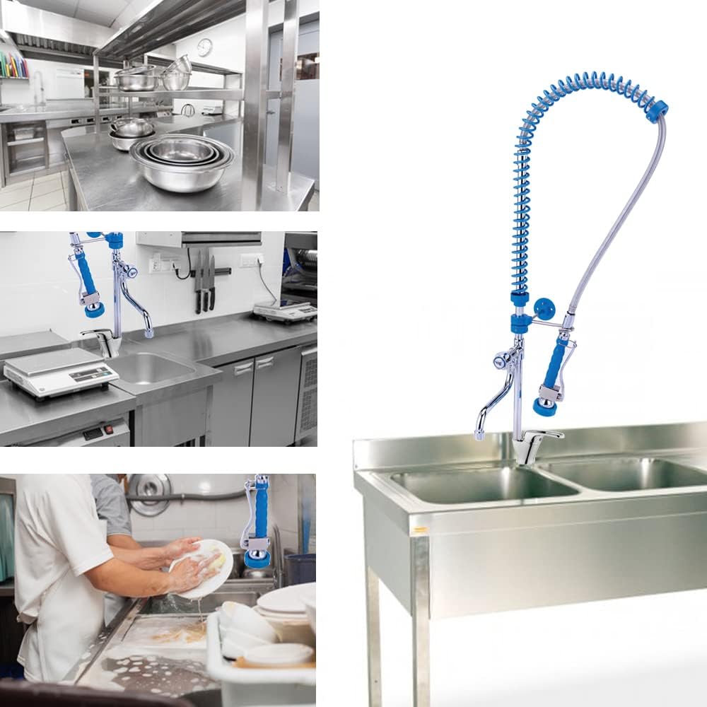 Einhebelmischer industrielle Armatur ausziehbar blau für Küchenspüle Gastronomie und Industrie + Fle
