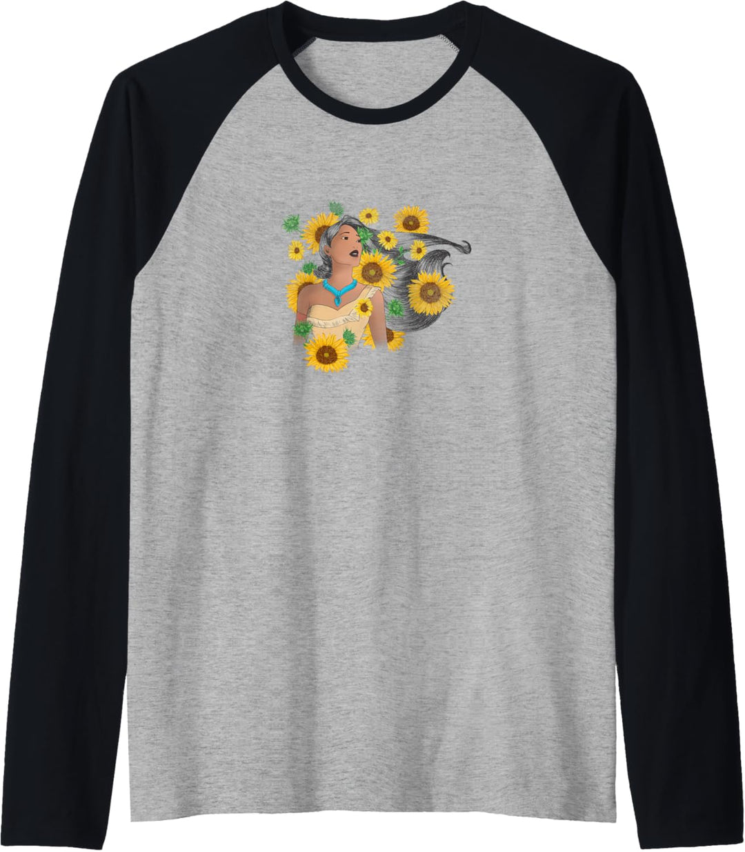 Disney Pocahontas Sunflower Floral Portrait Raglan