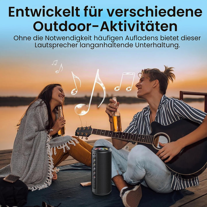 Bluetooth Lautsprecher mit Licht, Bluetooth 5.4 Musikbox,20W Dual Lautsprecher,30 Std Akku,Dualen Ba