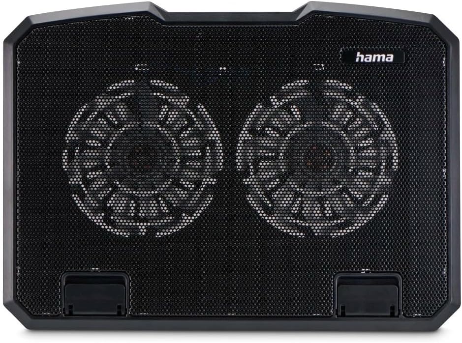 Hama Laptop-Kühler Black Metal, neigbar, leise, 2 Lüfter, 40 cm (15,6), Schw.