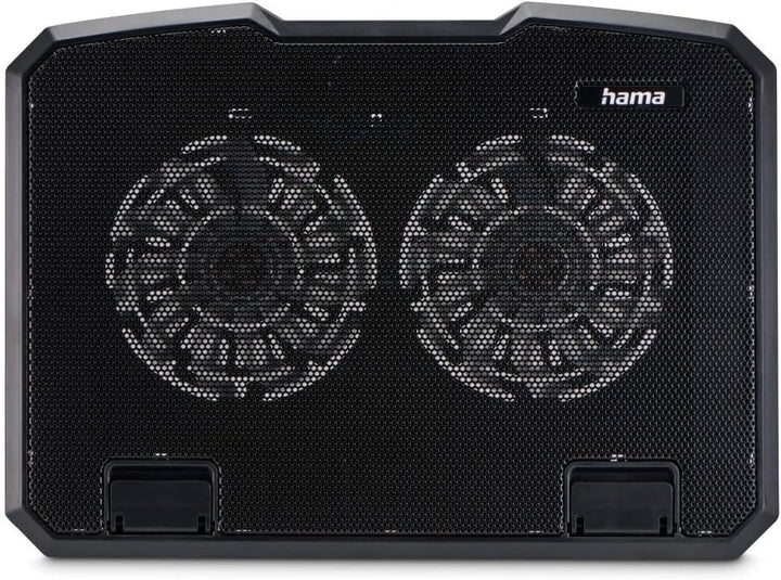 Hama Laptop-Kühler Black Metal, neigbar, leise, 2 Lüfter, 40 cm (15,6), Schw.