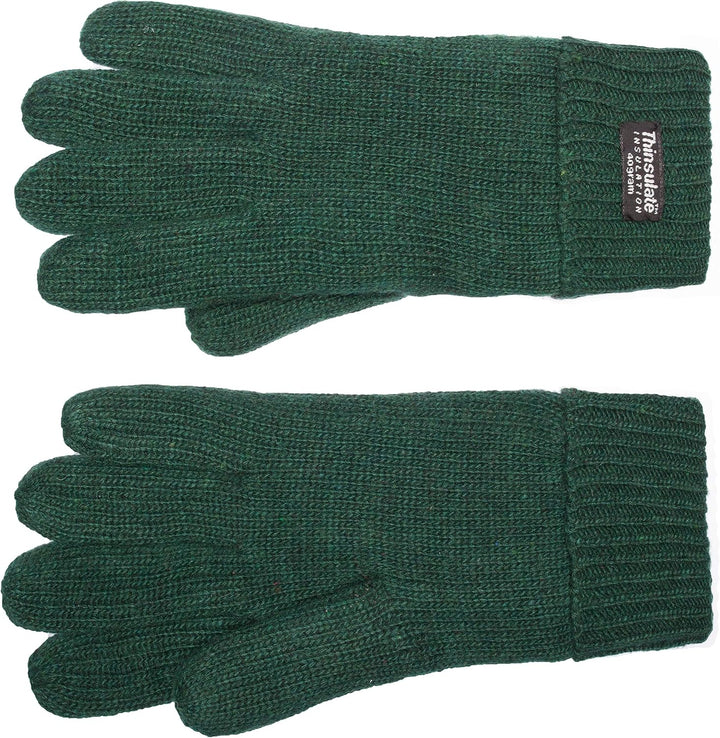 EEM Damen Strickhandschuhe, weiche Wolle, Thinsulate Thermofutter L-XL Dunkelgrün, L-XL Dunkelgrün