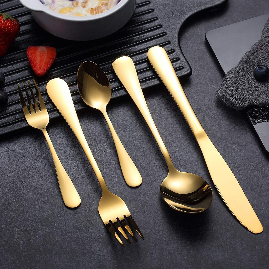 HOMQUEN Besteck Set, Gold Besteck Set, Edelstahl Set Service für 6 Personen, 30 Stück Esszimmer Best