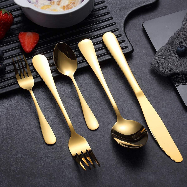HOMQUEN Besteck Set, Gold Besteck Set, Edelstahl Set Service für 6 Personen, 30 Stück Esszimmer Best