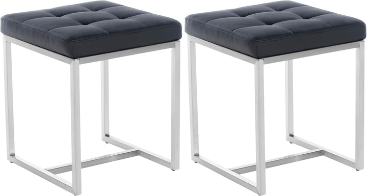 CLP 2er Set Edelstahl-Sitzhocker Barci Kunstleder I Moderne Hocker Mit Hochwertiger Polsterung Und B