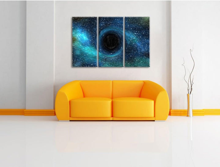 Pixxprint Schwarzes Loch im Weltall als Leinwandbild/Grösse: 3 Teilig (120x80 cm) cm/Wandbild/Kunstd