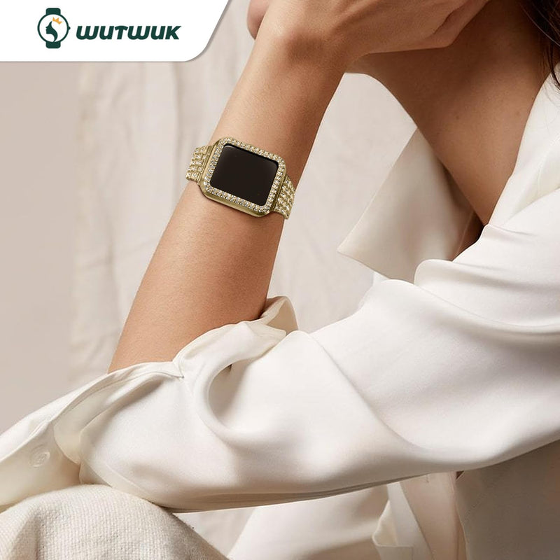 wutwuk Apple Watch Armband Glitzer Kompatibel mit Apple Watch 40mm 44mm 41mm 45mm 42mm 38mm Schutzhü