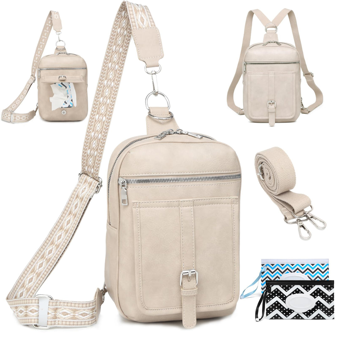 Travistar Brusttasche Sling Bag Damen Herren 2 in 1 Rucksack Damen Wickeltasche mit 2 Abnehmbare Sch