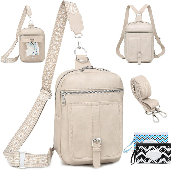 Travistar Brusttasche Sling Bag Damen Herren 2 in 1 Rucksack Damen Wickeltasche mit 2 Abnehmbare Sch