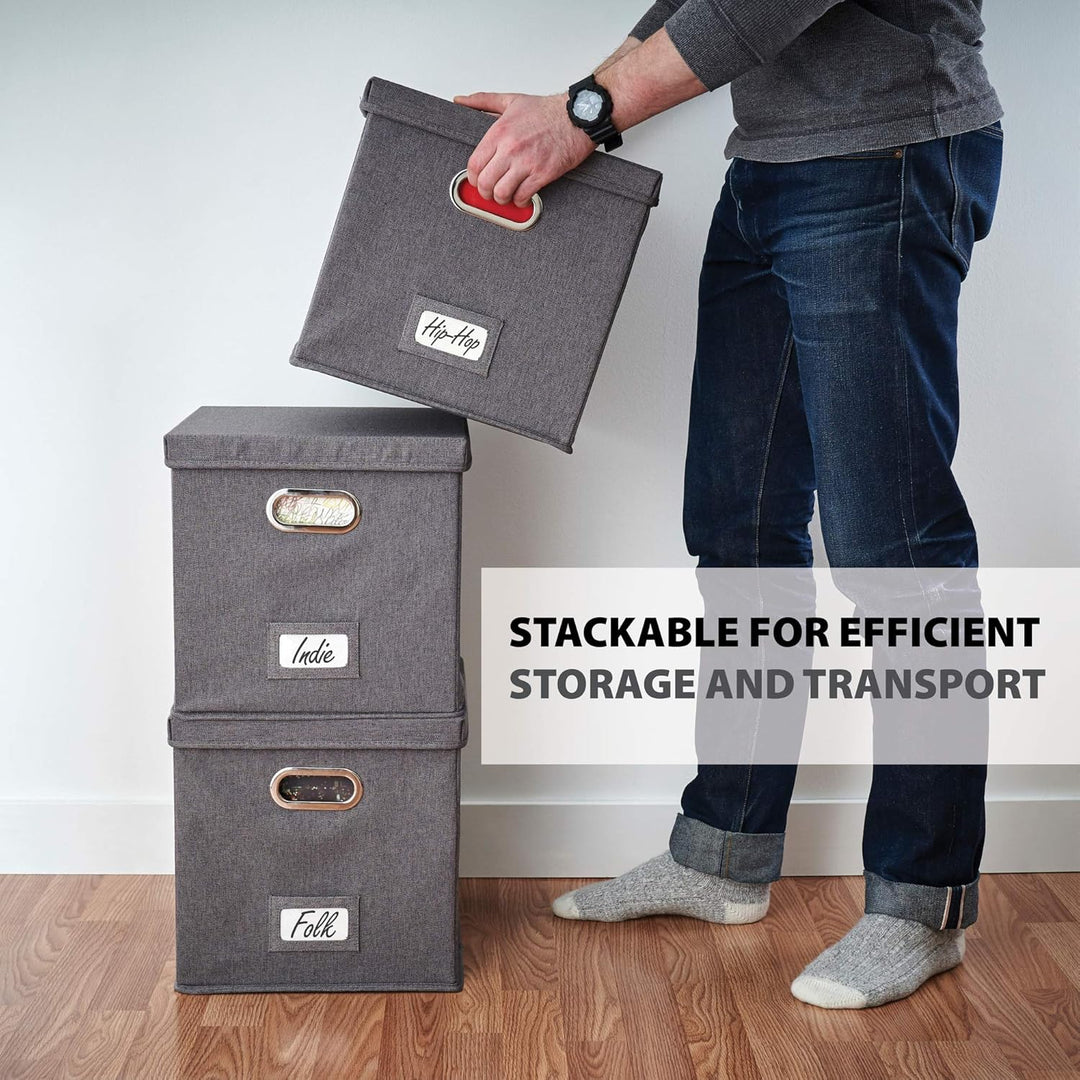 Dekorative Vinyl Schallplattenaufbewahrungsbox 2er Set für 100+ einzelne Schallplatten - stabile LP
