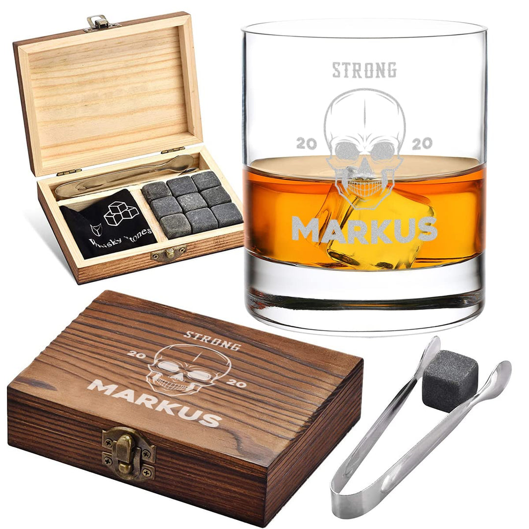 5-TLG Kühlsteine Set - mit personalisierter Wunschgravur - 9x Kühlsteine, 1x Stoffbeutel, 1x Zange,