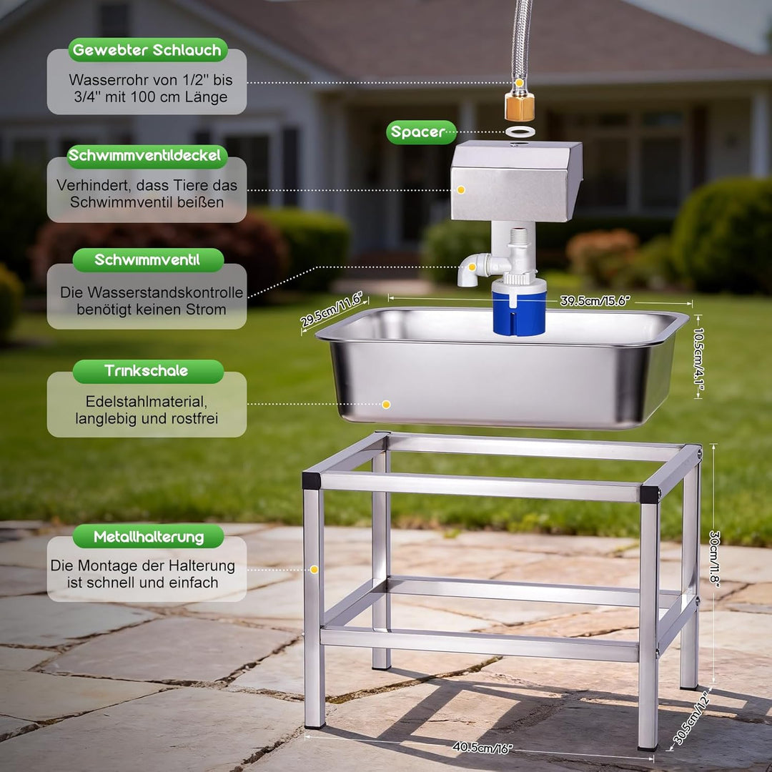 Svauoumu 11L Trinkbrunnen für Hunde,Hundenapf Erhöht mit stabilem Metallständer,Edelstahl-Tiertränke