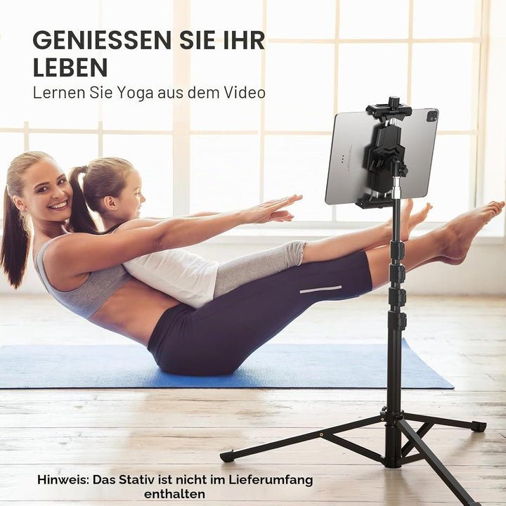 KDD iPad Halterung Adapter für Stativ, Tablet Halterung mit Kugelkopf, Tablet Halterung Stativ 360°D