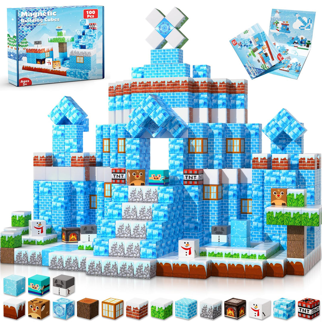 Goody King Magnetische Bausteine mit 100pcs Magnetwürfel Bauen Deine EIS und Schneewelt Frozen Spiel