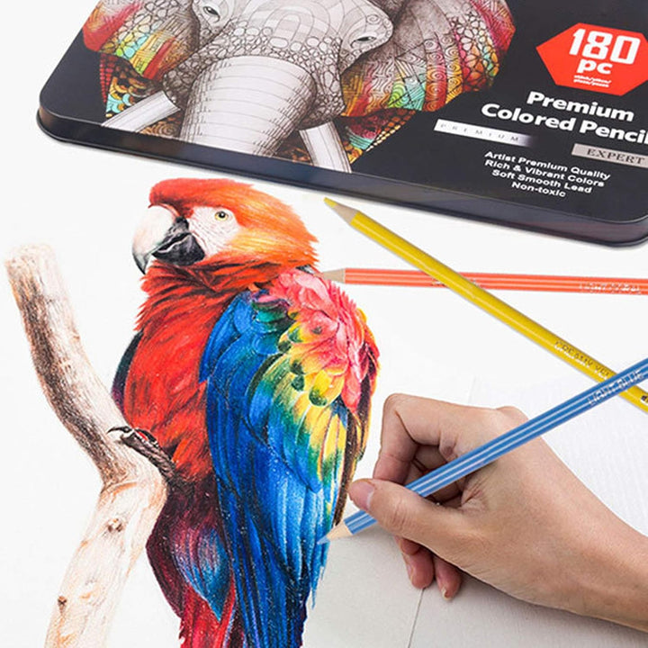 Zerodis 180pcs Holzskizzenstifte Set, farbige Kunststifte Sketch Travel Set Künstler Drawing Kit Prä