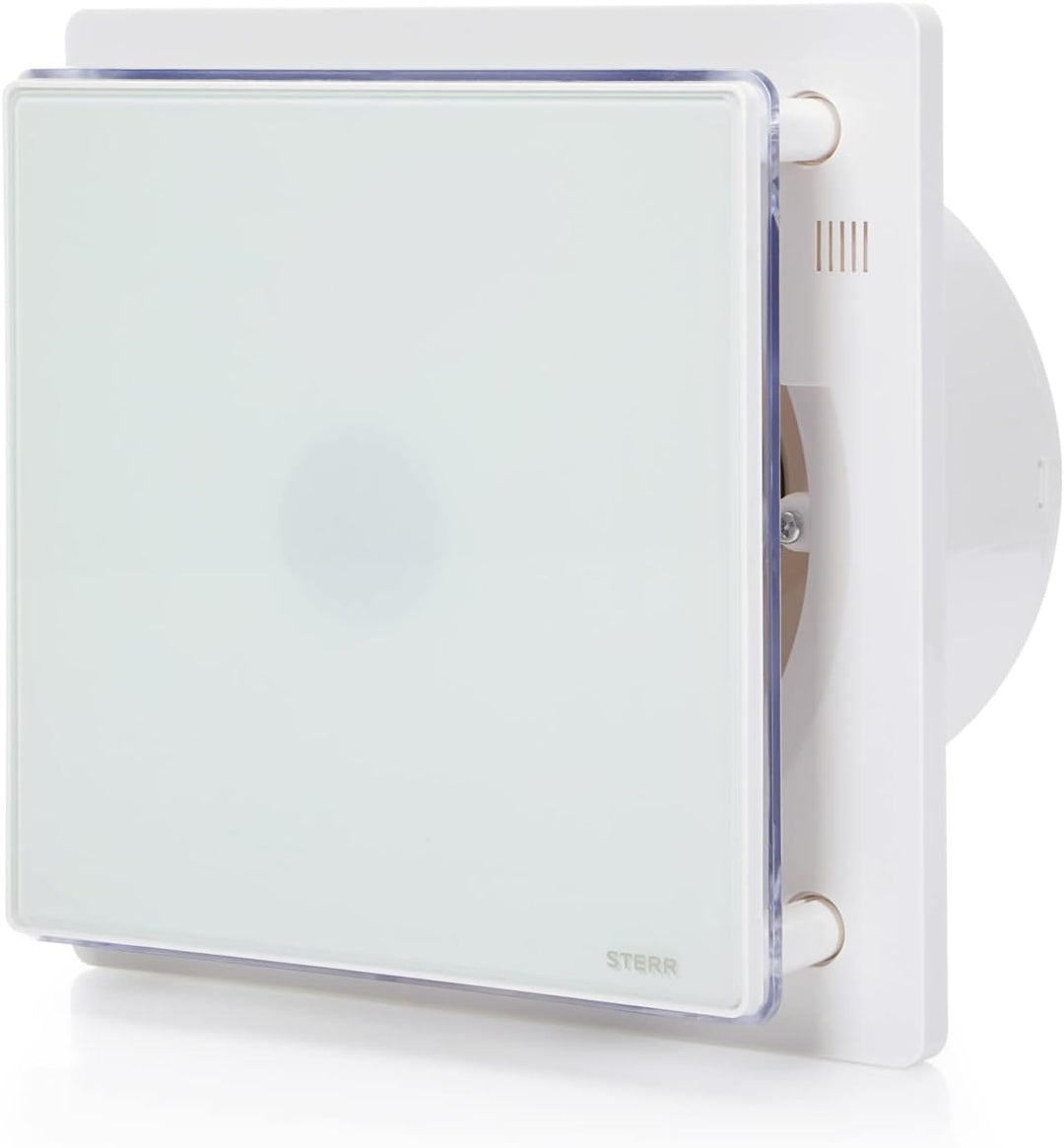 STERR Weisser Badlüfter 150 mm mit LED - Badezimmerventilator - Glasfront - Modernes Aussehen - BFS1