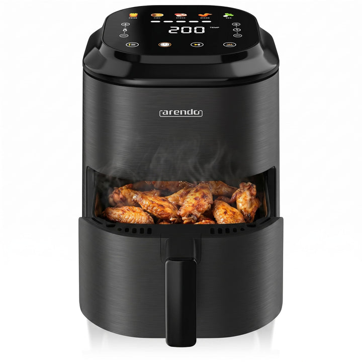 Arendo – Heissluftfritteuse klein - 2,5 Liter - Airfryer – 60 bis 200 ° C – Timer – Warmhaltefunktio