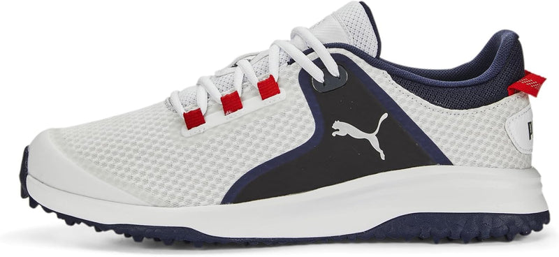 PUMA Herren Fusion Grip Golfschuh 44 EU Puma Weiss Puma Silber Puma Navy, 44 EU Puma Weiss Puma Silb