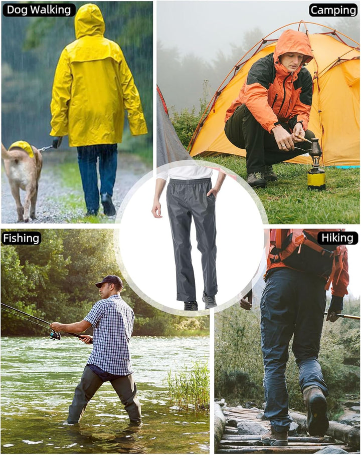 Coutyuyi Regenhose für Herren wasserdichte Leichte Winddichte Outdoorhose zum Wandern Camping Golf L