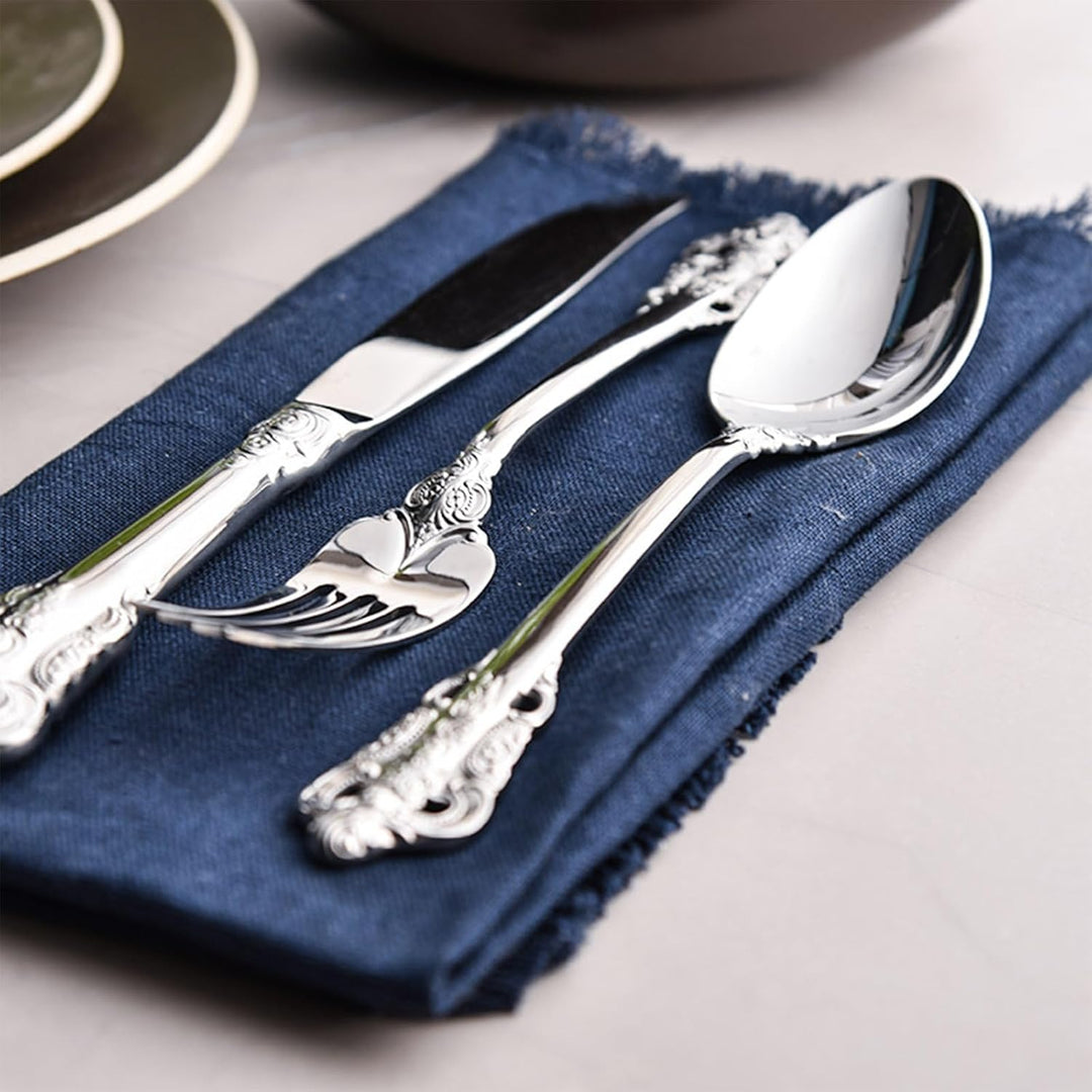 Prächtiges Barock Silber 18/10 Edelstahl Besteck-Set mit 20 Teilen, rostfreies Edelstahl Besteck ink