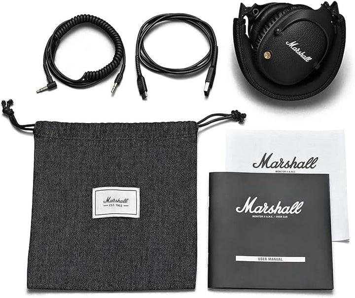 Marshall Monitor II Bluetooth Kopfhörer mit Active Noise Cancelling, 30 Stunden Spielzeit – Schwarz