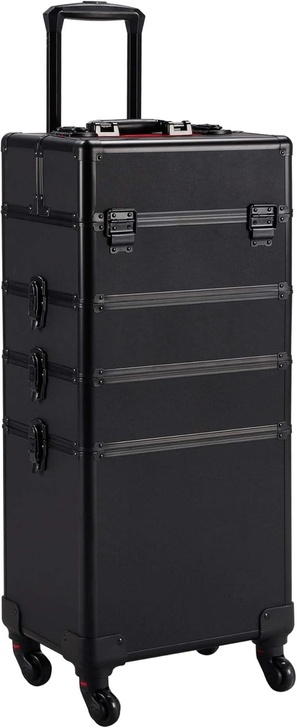 Yaheetech Alu Make-up Koffer Trolley 4-in-1 Kosmetikkoffer Beauty Case Transportkoffer 34 x 25,5 x 8