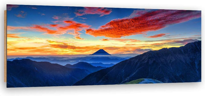 Feeby Dekobild Berge Deko Wand Kunstdruck Landschaft Blau 150x50 cm Deko Paneel 150x50 cm Blau_e, De