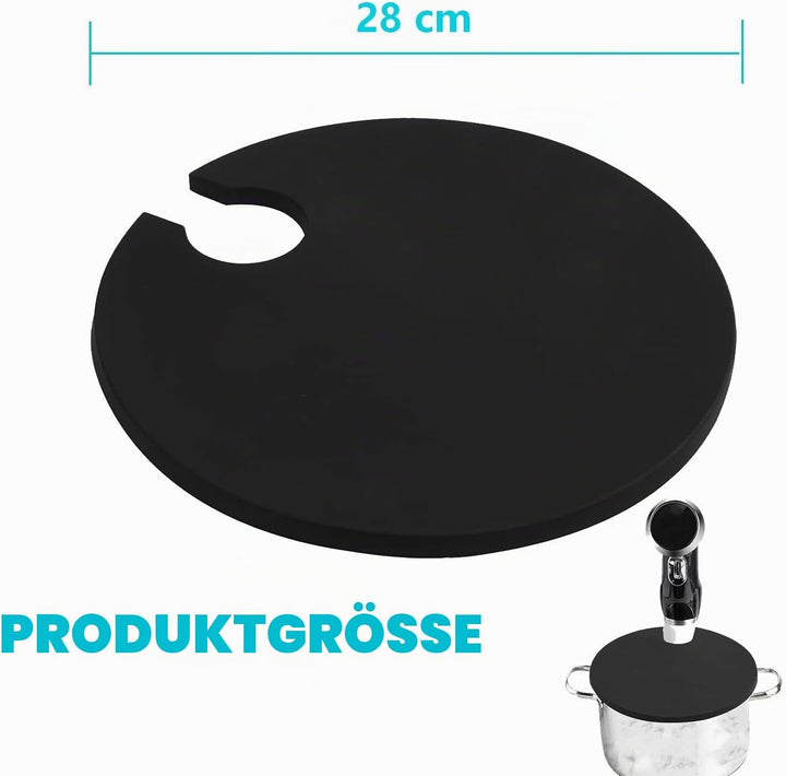 2 Sous Vide Deckel, Silikondeckel für Töpfe bis 28 cm, Sous Video Deckel Schwarz und Grau für Präzis