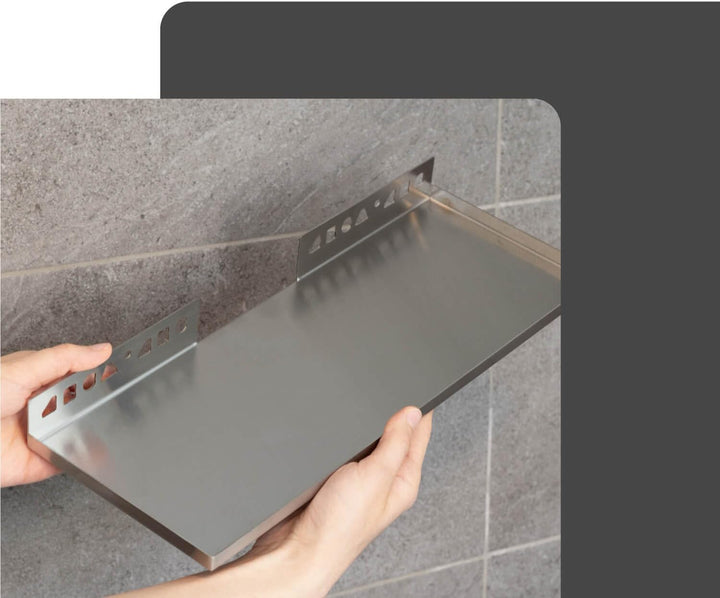 Dalsys Befliesbare Duschablage Ecke 400mm x 150mm Silber Ablage zum Einfliesen, Edelstahl korrosions